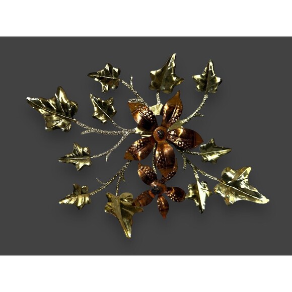Vintage MCM Brass Copper Metal Flower Wall Art Decor Set of 5 Mid Century Modern - Picture 4 of 13